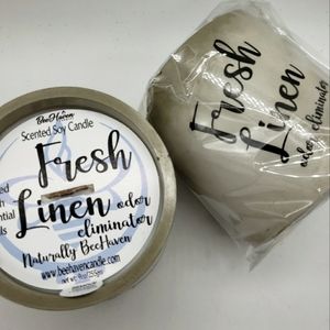Fresh Linen (Odor Eliminator).  Natural Scented Soy Candle with Wooden Wick